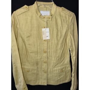 Votre Nom Collection 100% Linen Jacket Women’s Size 4 Yellow NWT Military Style